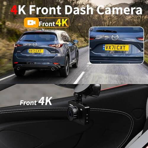 WANLIPO 4K ön dash cam, 170° geniş görüş açılı, WiFi ve 64GB SD kartlı araç kamerası. 3 inç IPS ekran, G-sensör, döngü kaydı, 24 saat park izleme ve gece görüşü. - 6