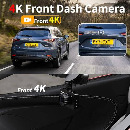 WANLIPO 4K ön dash cam, 170° geniş görüş açılı, WiFi ve 64GB SD kartlı araç kamerası. 3 inç IPS ekran, G-sensör, döngü kaydı, 24 saat park izleme ve gece görüşü. - 6