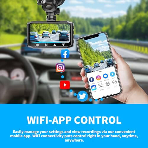 WANLIPO Front Dash Cam 4K, WiFi Dash Camera for Cars with 64GB SD Card, 170° Wide View, Wireless Car Camera with 3'' IPS Screen, G-Sensor, Loop Recording, 24H Parking Monitor, Night Vision. - 7