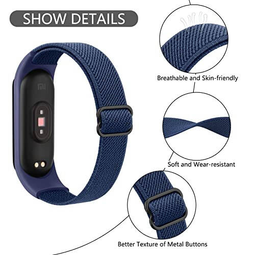 Wanme Bands for Xiaomi Mi Band 5/6 / 7 Strap Women Men, Soft Elastic Sport Strap Compatible with Amazfit Band 5 Replacement Bands Wristband Accessories - 7