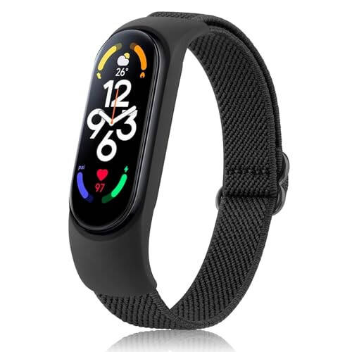 Wanme Xiaomi Mi Band 5/6/7 uchun tasmalar Ayollar Erkaklar uchun, yumshoq elastik sport tasmasi Amazfit Band 5 bilan mos keladigan almashtirish tasmalari bilaguzuk aksessuarlari - 1