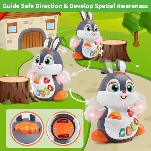 Wanonoo Baby Toys 12-18 Months, Musical Bunny Light Tummy Time Infant Baby Crawling Toy 6-12 Month, Dancing Moving Walking Toddler Toy 3 4 5 6 7 8 9 Month 1 Year Old Boy Girl Christmas Birthday Gifts - 5