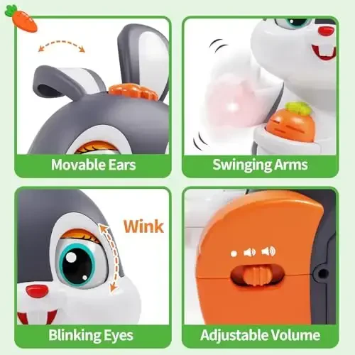 Wanonoo Baby Toys 12-18 Months, Musical Bunny Light Tummy Time Infant Baby Crawling Toy 6-12 Month, Dancing Moving Walking Toddler Toy 3 4 5 6 7 8 9 Month 1 Year Old Boy Girl Christmas Birthday Gifts - 3