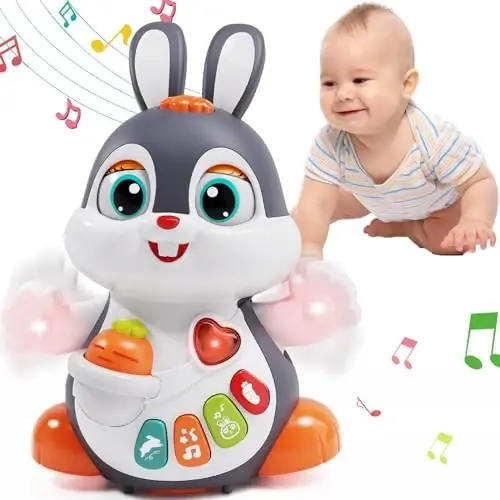 Wanonoo Baby Toys 12-18 Months, Musical Bunny Light Tummy Time Infant Baby Crawling Toy 6-12 Month, Dancing Moving Walking Toddler Toy 3 4 5 6 7 8 9 Month 1 Year Old Boy Girl Christmas Birthday Gifts 