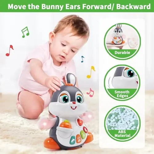 Wanonoo Baby Toys 12-18 Months, Musical Bunny Light Tummy Time Infant Baby Crawling Toy 6-12 Month, Dancing Moving Walking Toddler Toy 3 4 5 6 7 8 9 Month 1 Year Old Boy Girl Christmas Birthday Gifts - 4