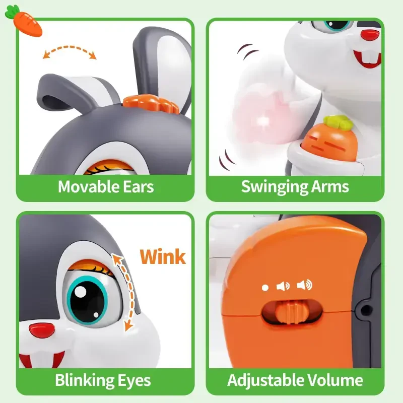 Wanonoo Crawling Bunny Baby Toys, Infant Educational Learning Toys 6+ Months, Tummy Time Toys with Music & Lights, Dancing Baby Toy, 0-6 6-12 12-18 Months Walking Toddler Birthday Gift - 1