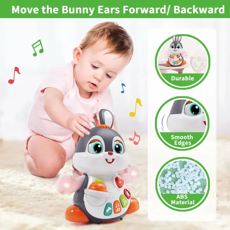 Wanonoo Crawling Bunny Baby Toys, Infant Educational Learning Toys 6+ Months, Tummy Time Toys with Music & Lights, Dancing Baby Toy, 0-6 6-12 12-18 Months Walking Toddler Birthday Gift - 2