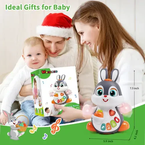 Wanonoo Crawling Bunny Baby Toys, Infant Educational Learning Toys 6+ Months, Tummy Time Toys with Music & Lights, Dancing Baby Toy, 0-6 6-12 12-18 Months Walking Toddler Birthday Gift - 3