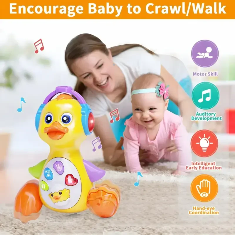 Wanonoo Crawling Duck Baby Toy, Dancing Tummy Time Infant Toys 0-3-6 6-12 12-18 Months with Music & Light, Educational Learning Toys for Toddlers, Birthday Gifts 1 Year Old Boy Girl - 4