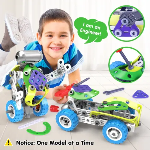 Wanonoo Engineering Building Blocks Set, Stem Toys for 5 6 7 8 9+ Year Old Boys, Preschool Learning Toys, Educational Creative Game, Birthday Gifts for Kid Ages 5 6 7 8 Year Old Boys Girl - WANONOO (1)