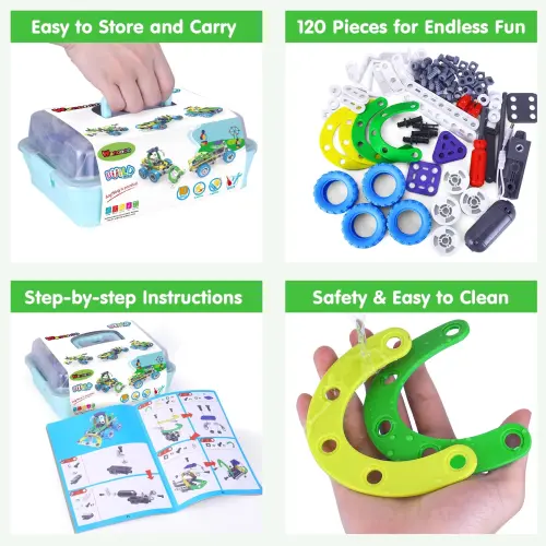 Wanonoo Engineering Building Blocks Set, Stem Toys for 5 6 7 8 9+ Year Old Boys, Preschool Learning Toys, Educational Creative Game, Birthday Gifts for Kid Ages 5 6 7 8 Year Old Boys Girl- - 1