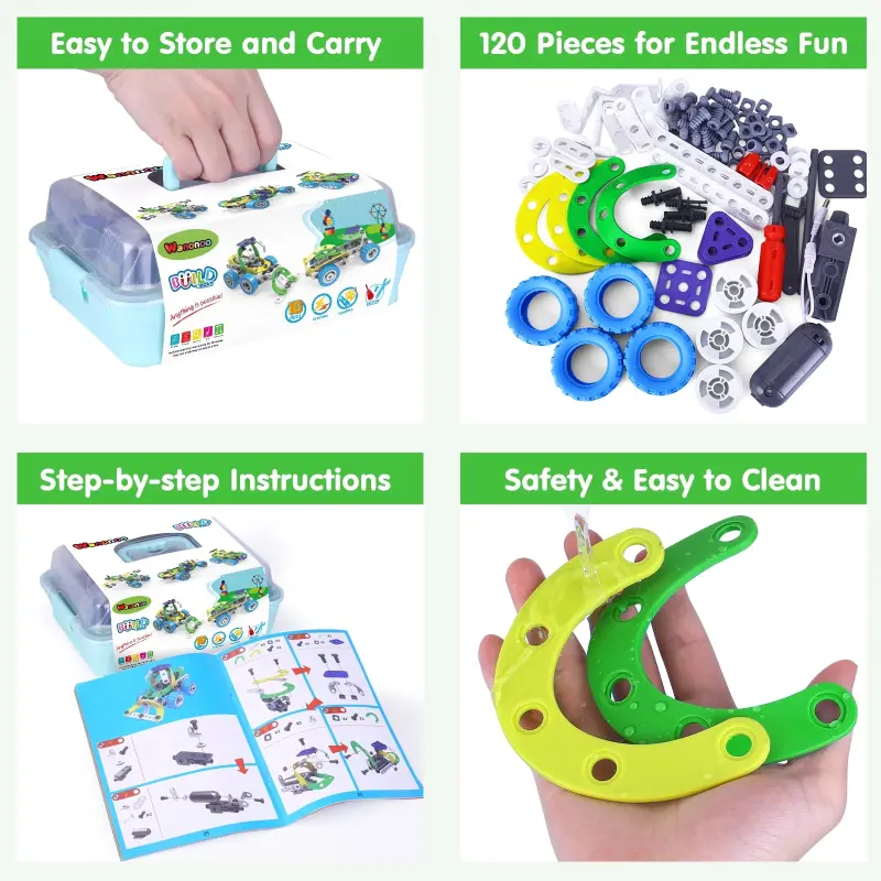 Wanonoo Engineering Building Blocks Set, Stem Toys for 5 6 7 8 9+ Year Old Boys, Preschool Learning Toys, Educational Creative Game, Birthday Gifts for Kid Ages 5 6 7 8 Year Old Boys Girl- - 1