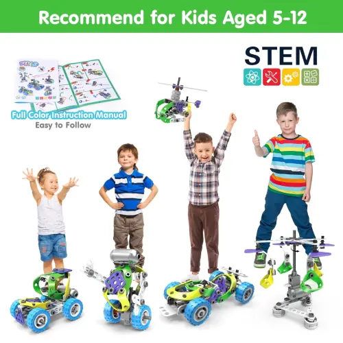 Wanonoo Engineering Building Blocks Set, Stem Toys for 5 6 7 8 9+ Year Old Boys, Preschool Learning Toys, Educational Creative Game, Birthday Gifts for Kid Ages 5 6 7 8 Year Old Boys Girl- - 3