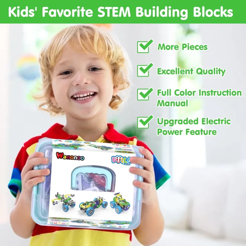 Wanonoo Engineering Building Blocks Set, Stem Toys for 5 6 7 8 9+ Year Old Boys, Preschool Learning Toys, Educational Creative Game, Birthday Gifts for Kid Ages 5 6 7 8 Year Old Boys Girl- - 4