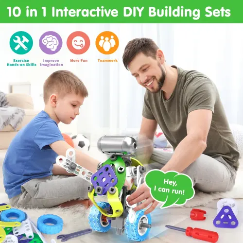 Wanonoo Engineering Building Blocks Set, Stem Toys for 5 6 7 8 9+ Year Old Boys, Preschool Learning Toys, Educational Creative Game, Birthday Gifts for Kid Ages 5 6 7 8 Year Old Boys Girl- - 5