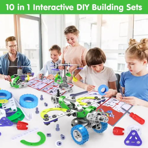 Wanonoo Engineering Building Blocks Set, Stem Toys for 5 6 7 8 9+ Year Old Boys, Preschool Learning Toys, Educational Creative Game, Birthday Gifts for Kid Ages 5 6 7 8 Year Old Boys Girl- - 6