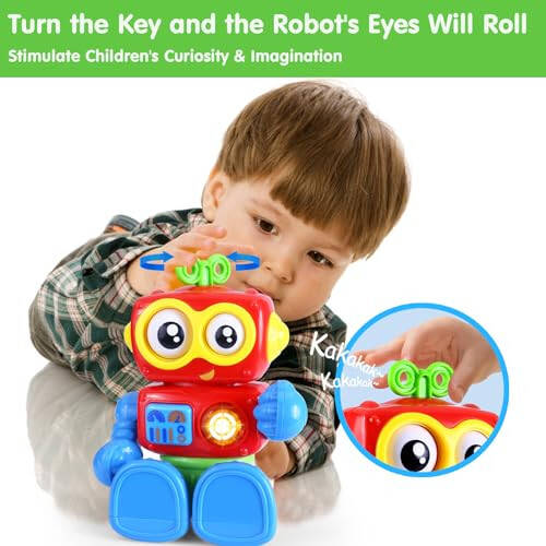 Wanonoo Robot Toys for 1 Year Old Boy 1st Birthday Gift One Year Old Musical Light Up Toys for Toddlers 1-3 Baby Boy Toys 12-18 Months Educational Learning Interactive Kids Outside Airplane Travel Toy - 4