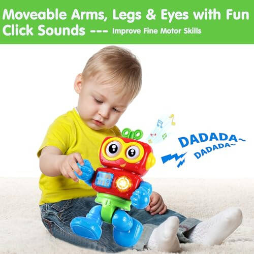 Wanonoo Robot Toys for 1 Year Old Boy 1st Birthday Gift One Year Old Musical Light Up Toys for Toddlers 1-3 Baby Boy Toys 12-18 Months Educational Learning Interactive Kids Outside Airplane Travel Toy - 5