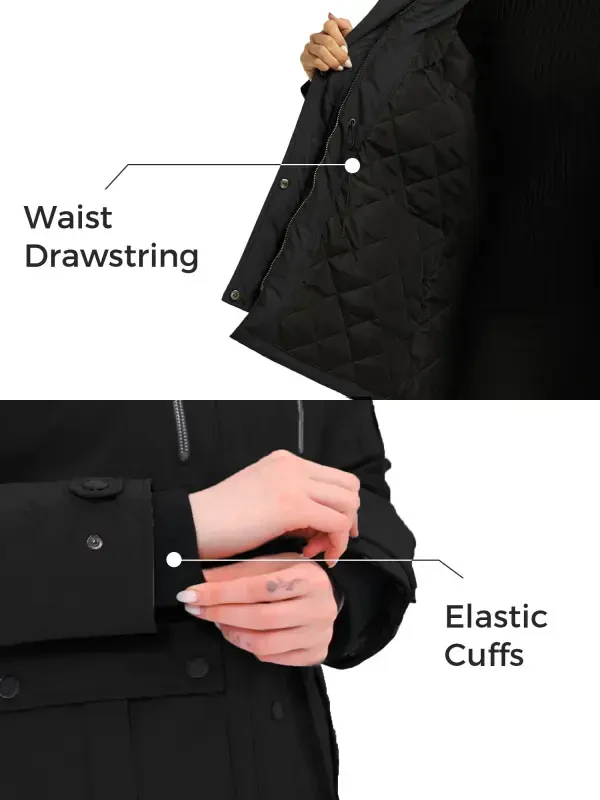 Wantdo Women's Winter Coat Thickened Winter Parka Hooded Puffer Jacket Black L - 6