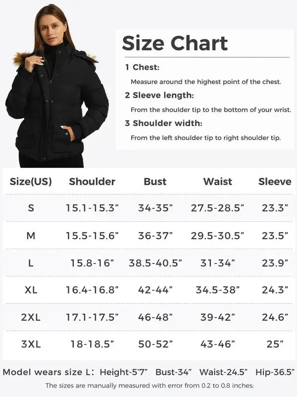 Wantdo Women's Winter Jacket Windproof Puffer Coat Insulated Puffy Jacket with Hood Black Size L - 1