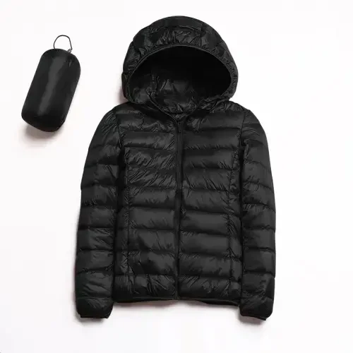 WANYNG winter coats for women Warm Waterproof Lightweight Jacket Hooded Windproof Coat With Recycled Insulation Slim Short Hooded Down Coat Outerwear womens fall fashion 2022 Black L - 5