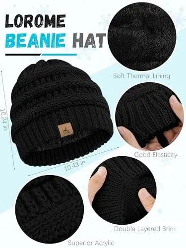 Warm Fleece Knit Winter Hat, Scarf & Touch Screen Gloves Set - Unisex Adult Winter Gifts - 2