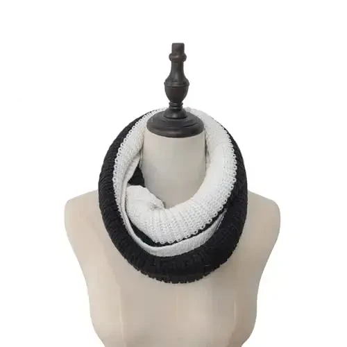 Warm Scarf for Winter Women & Men, Knit Wool Loop Infinity Scarves Thick & Chunky Neck Warmer For Cold Weather U-SY-WS7 - 3