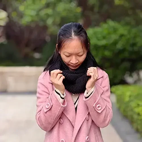 Warm Scarf for Winter Women & Men, Knit Wool Loop Infinity Scarves Thick & Chunky Neck Warmer For Cold Weather U-SY-WS7 - 3