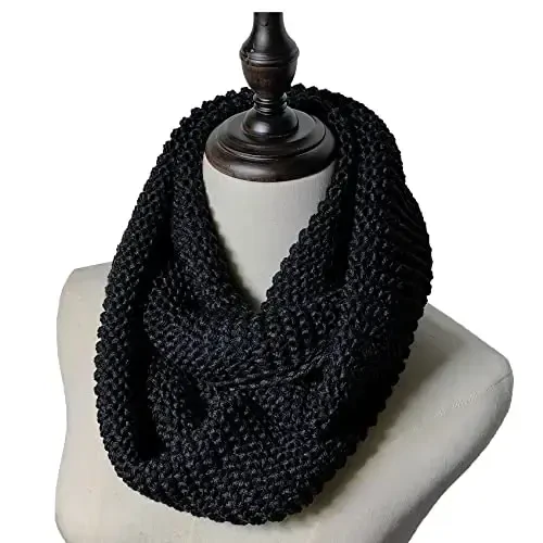 Warm Scarf for Winter Women & Men, Knit Wool Loop Infinity Scarves Thick & Chunky Neck Warmer For Cold Weather U-SY-WS7 - 5