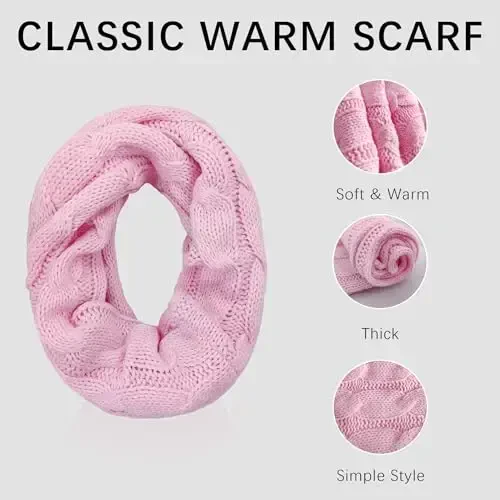 Warm Scarf for Winter Women & Men, Knit Wool Loop Infinity Scarves Thick & Chunky Neck Warmer For Cold Weather U-SY-WS7 - 3