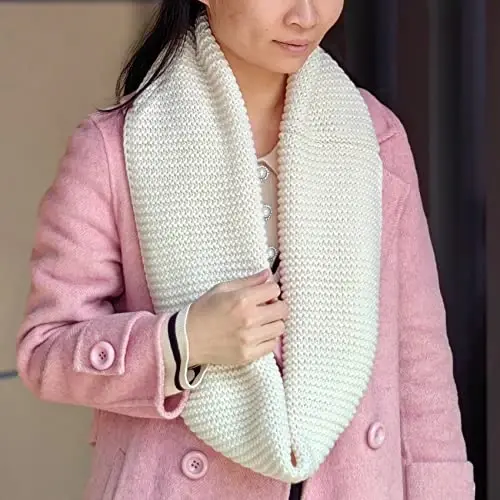 Warm Scarf for Winter Women & Men, Knit Wool Loop Infinity Scarves Thick & Chunky Neck Warmer For Cold Weather U-SY-WS7 - 5