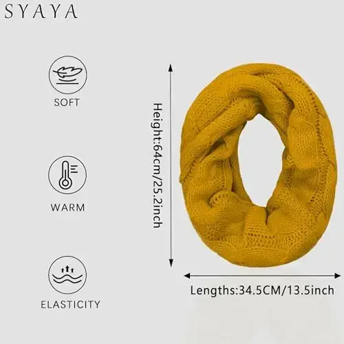 Warm Scarf for Winter Women & Men, Knit Wool Loop Infinity Scarves Thick & Chunky Neck Warmer For Cold Weather U-SY-WS7 - 2