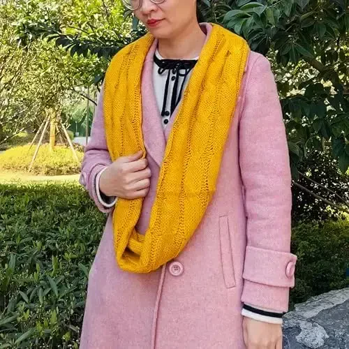 Warm Scarf for Winter Women & Men, Knit Wool Loop Infinity Scarves Thick & Chunky Neck Warmer For Cold Weather U-SY-WS7 - 4