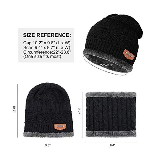 Warm Winter Beanie Hat & Scarf Gloves Set Stylish Knit Skull Cap for Men Women (One Size, 06 Blue) - 5