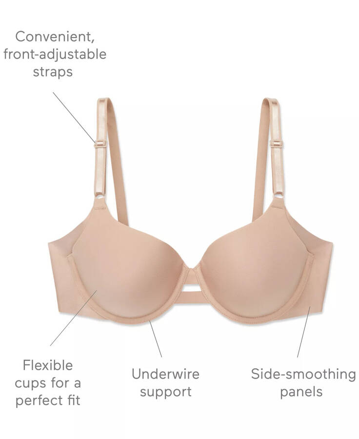 Warners® No Side Effects® Underarm-Smoothing Comfort Underwire Lightly Lined T-Shirt Bra 1356 Toasted Almond (Nude 4) - 3