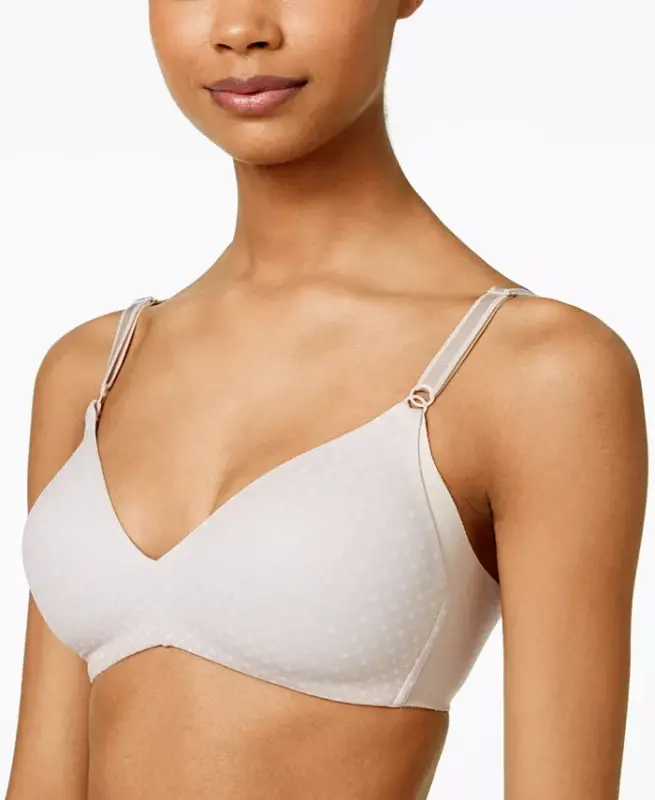 Warners® No Side Effects® Underarm-Smoothing Comfort Wireless Lightly Lined T-Shirt Bra 1056 - Blush Dot (Nude 5) - WARNER'S