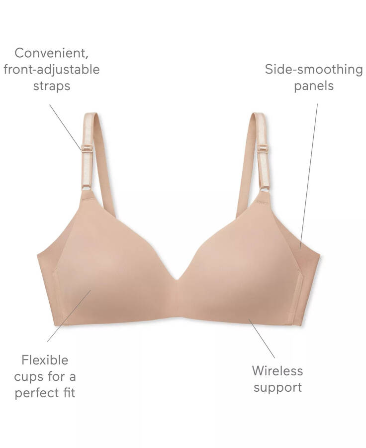 Warners® No Side Effects® Underarm-Smoothing Comfort Wireless Lightly Lined T-Shirt Bra 1056 Evening Blue - 3