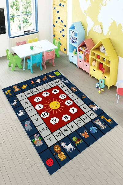 Washable Anti-Allergic Non-Slip Digital Print Children's Rug Kids Room Nursery - 5