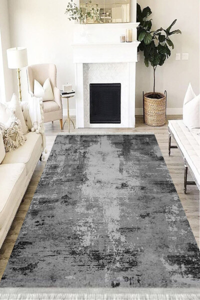 Washable Antibacterial Digital Printed Textured Rug Runner with Non-Slip Base - MOTTO HALI