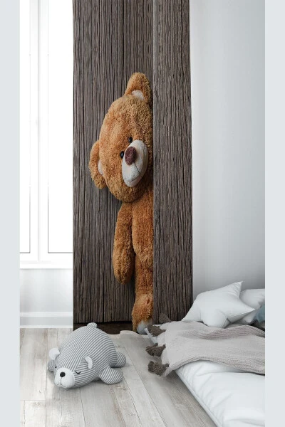 Washable Baby Children's Room Blackout Curtain with Coffee Bear Pattern Digital Print - PELANGI