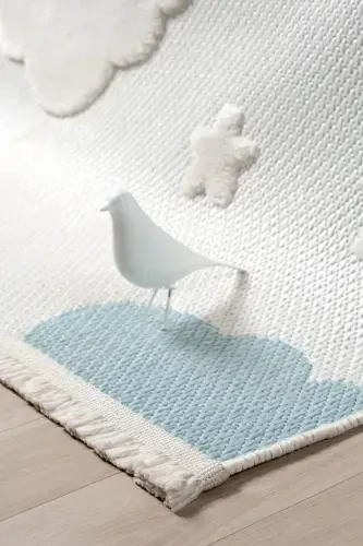 Washable Baby Kids Room Rug Rainbow Pattern Stain Resistant Antibacterial Antiallergic AYAZ 10-CREAM 1 - 5