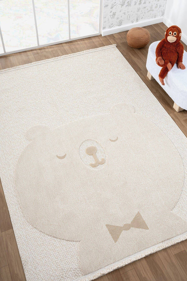 Washable Bear Baby Nursery Rug Patterned Stain Resistant Antibacterial Antiallergic AYAZ 04 - 8