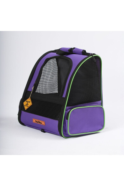 Washable Cat And Dog Bag Plastic Mesh Pyramid Cat Backpack Model Purple - 10