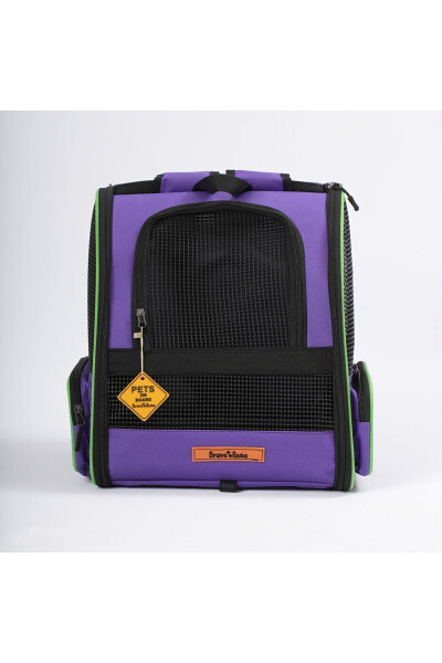 Washable Cat And Dog Bag Plastic Mesh Pyramid Cat Backpack Model Purple - 5