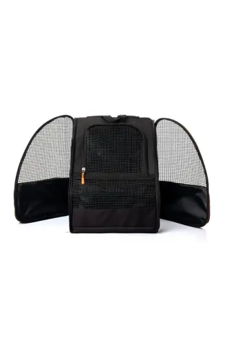 WASHABLE CAT AND DOG BAG PLASTIC MESH PYRAMID MODEL-Black - 4