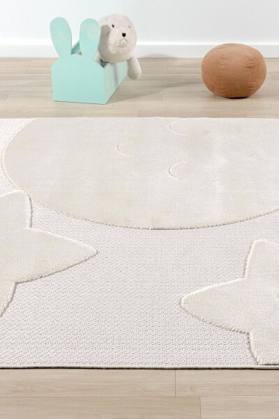 Washable Cloud-Shaped Baby Nursery Rug Patterned Stain-Resistant Antibacterial Anti-Allergic AYAZ 09 - 4