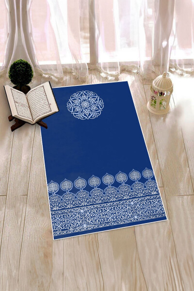 Washable Digital Printed Motif Prayer Rug 70x130, SECCADE-44-BLUE - 4