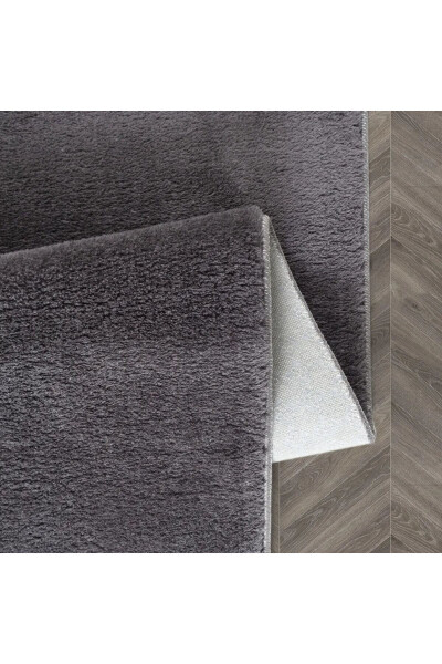 Washable Non-Slip Base Plush Bath Mat Set of Three Anthracite Mt - META HALI (1)