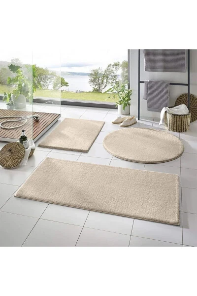 Washable Non-Slip Base Plush Bath Mat Set of Three Beige Mt - META HALI