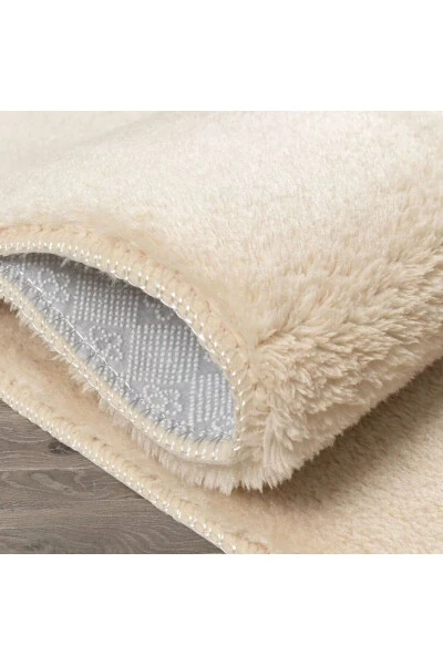 Washable Non-Slip Base Plush Bath Mat Set of Three Beige Mt - META HALI (1)